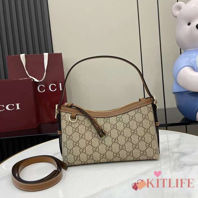 Kitlife Gucci GG Emblem Small Shoulder Bag Beige & Brown 847450 22x14x8cm - 1