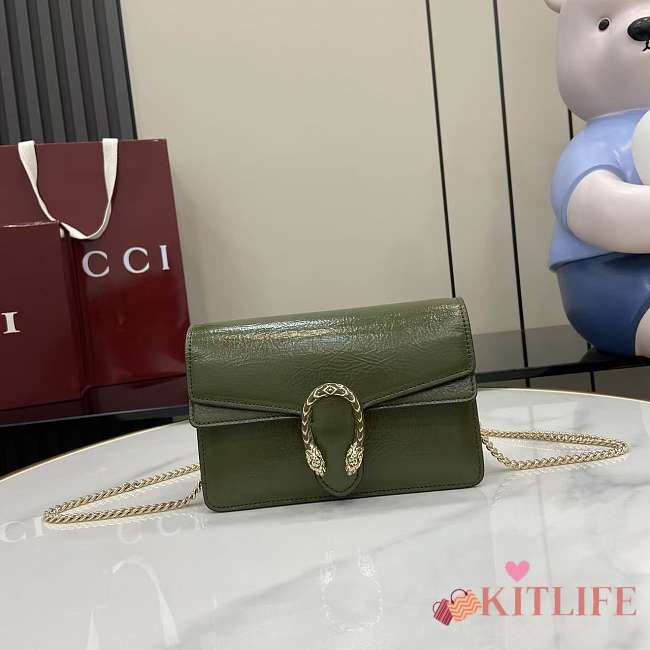 Kitlife Gucci Dionysus Mini Shoulder Bag In Forest Green Leather 837370 17.5x11x6.5cm - 1