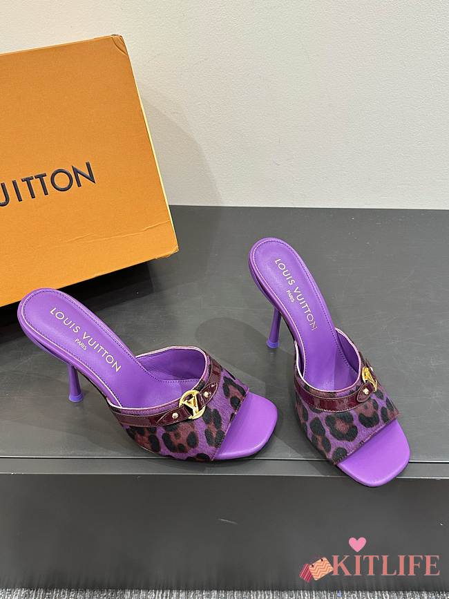 Kitlife Louis Vuitton 6AM Leopard Print Mules in Purple  - 1