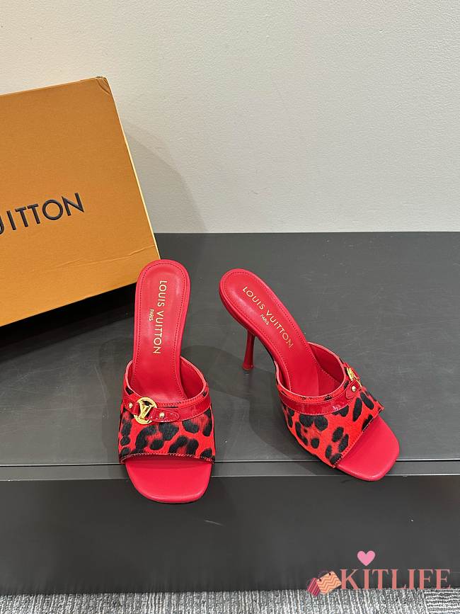 Kitlife Louis Vuitton 6AM Leopard Print Mules in Red - 1