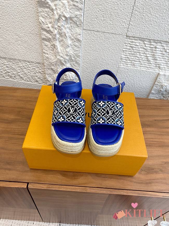 Kitlife Louis Vuitton Maya Platform Espadrille Sandals Dark Blue - 1