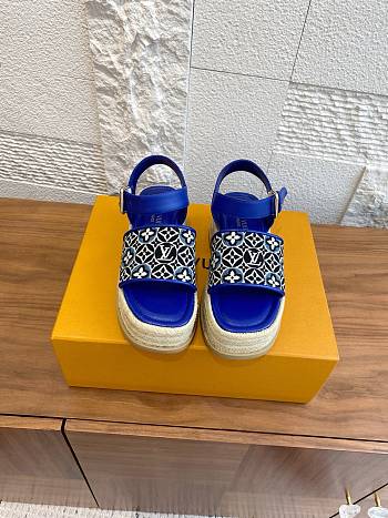 Kitlife Louis Vuitton Maya Platform Espadrille Sandals Dark Blue