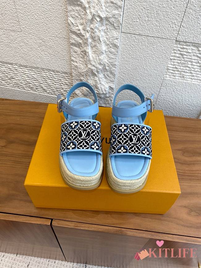 Kitlife Louis Vuitton Maya Platform Espadrille Sandals Light Blue - 1