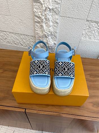 Kitlife Louis Vuitton Maya Platform Espadrille Sandals Light Blue