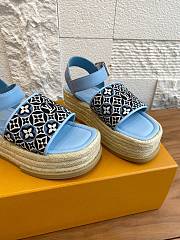 Kitlife Louis Vuitton Maya Platform Espadrille Sandals Light Blue - 5