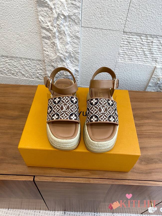 Kitlife Louis Vuitton Maya Platform Espadrille Sandals Brown - 1