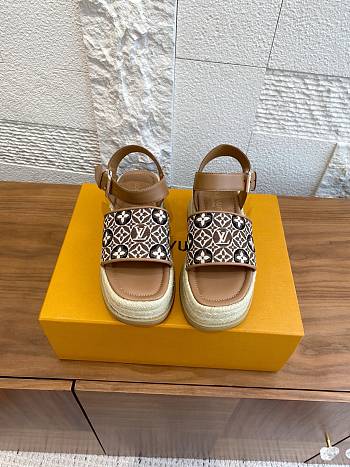 Kitlife Louis Vuitton Maya Platform Espadrille Sandals Brown