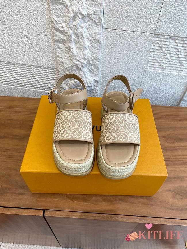 Kitlife Louis Vuitton Maya Platform Espadrille Sandals Beige - 1