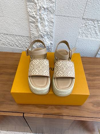Kitlife Louis Vuitton Maya Platform Espadrille Sandals Beige