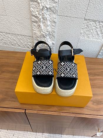 Kitlife Louis Vuitton Maya Platform Espadrille Sandals Black