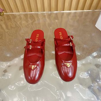 Kitlife Prada Classic Triangle Logo Half Slides Red