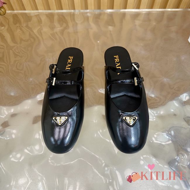 Kitlife Prada Classic Triangle Logo Half Slides Black - 1