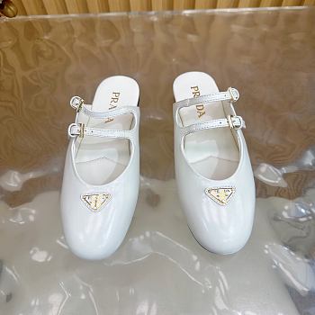 Kitlife Prada Classic Triangle Logo Half Slides White