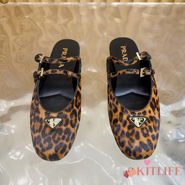 Kitlife Prada Classic Triangle Logo Half Slides Leopard Print  - 1