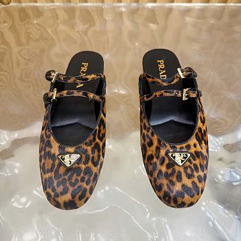 Kitlife Prada Classic Triangle Logo Half Slides Leopard Print 