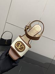 Kitlife Valentino Garavani VLogo Signature 80 White & Brown Leather Platform Sandals - 5