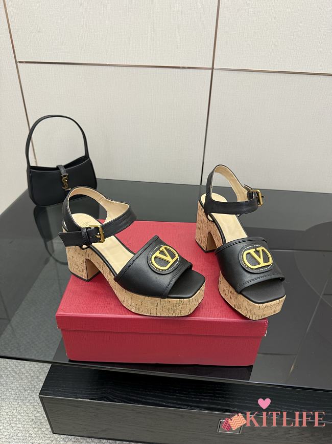 Kitlife Valentino Garavani VLogo Signature 80 Black Leather Platform Sandals - 1