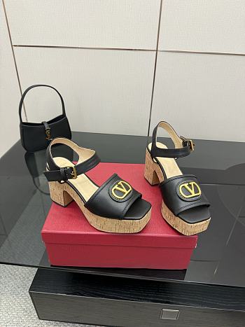 Kitlife Valentino Garavani VLogo Signature 80 Black Leather Platform Sandals