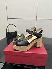 Kitlife Valentino Garavani VLogo Signature 80 Black Leather Platform Sandals - 2
