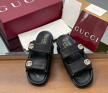 Kitlife Gucci Sandals With Crystal Double G in Black