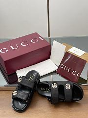  Kitlife Gucci Sandals With Crystal Double G in Black - 5