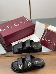  Kitlife Gucci Sandals With Crystal Double G in Black - 3
