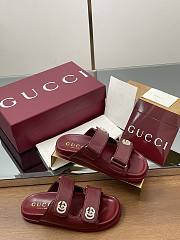 Kitlife Gucci Sandals With Crystal Double G in Burgundy - 6
