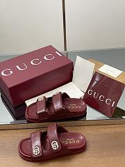 Kitlife Gucci Sandals With Crystal Double G in Burgundy - 5