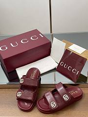 Kitlife Gucci Sandals With Crystal Double G in Burgundy - 3