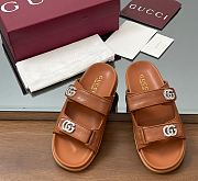 Kitlife Gucci Sandals With Crystal Double G in Brown - 1