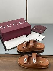 Kitlife Gucci Sandals With Crystal Double G in Brown - 4