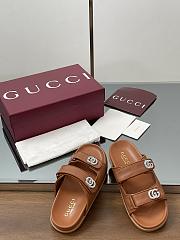 Kitlife Gucci Sandals With Crystal Double G in Brown - 3