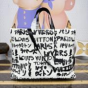 Kitlife Louis Vuitton Shopper Tote MM Bag White/Black N40797 40x32x16cm - 4