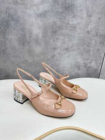 Kitlife Gucci Women's Horsebit Pump With Crystals heels 6.5cm Beige