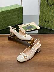Kitlife Gucci Women's Horsebit Pump With Crystals heels 6.5cm Beige - 3