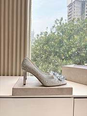 Kitlife Jimmy Choo Alia Crystal Covered Pointy Toe Pumps Silver 105mm - 6