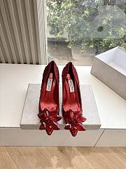 Kitlife Jimmy Choo Alia Crystal Covered Pointy Toe Pumps Red 105mm - 1