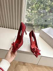 Kitlife Jimmy Choo Alia Crystal Covered Pointy Toe Pumps Red 105mm - 6