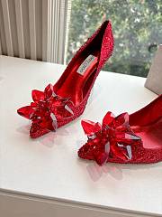 Kitlife Jimmy Choo Alia Crystal Covered Pointy Toe Pumps Red 105mm - 5