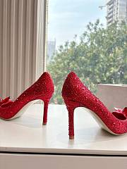 Kitlife Jimmy Choo Alia Crystal Covered Pointy Toe Pumps Red 105mm - 4