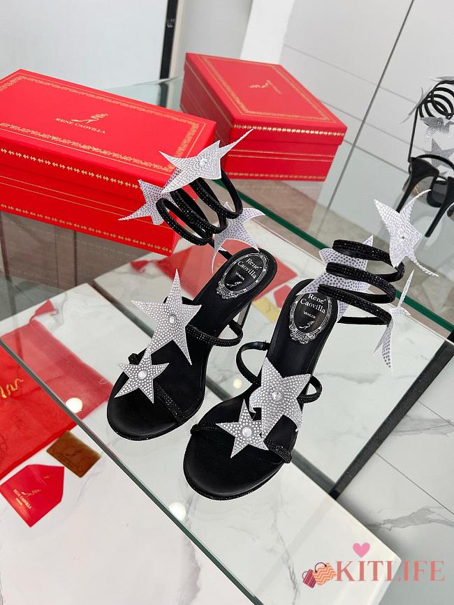 Kitlife René Caovilla 105mm Cleo Sandals Black & Silver - 1