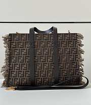 Kitlife Fendi Summer Tote Brown FF Jacquard Fabric Bag 40x16x29cm - 1