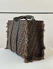 Kitlife Fendi Summer Tote Brown FF Jacquard Fabric Bag 40x16x29cm - 4