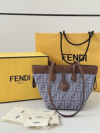 Kitlife Fendi Origami Grey Denim Jacquard Bag 15x15x19cm