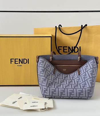 Kitlife Fendi Roll Grey Denim Jacquard Bag 22x14x18cm