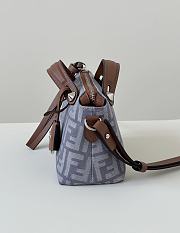 Kitlife Fendi Boston Tote Bag Grey Denim Jacquard Bag 20x9x12cm - 4