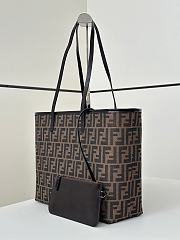Kitlife Fendi Brown FF Monogram Tote Bag 34x13x27cm - 2