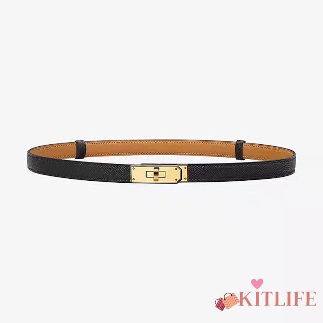 Kitlife Hermes Kelly Belt Black With Gold / Silver Buckle 1.8cm - 1