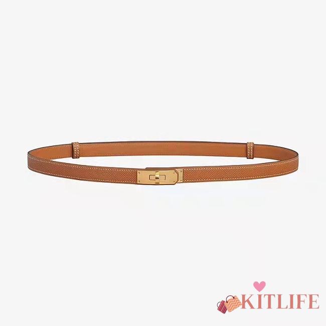 Kitlife Hermes Kelly Belt Brown With Gold / Silver Buckle 1.8cm - 1