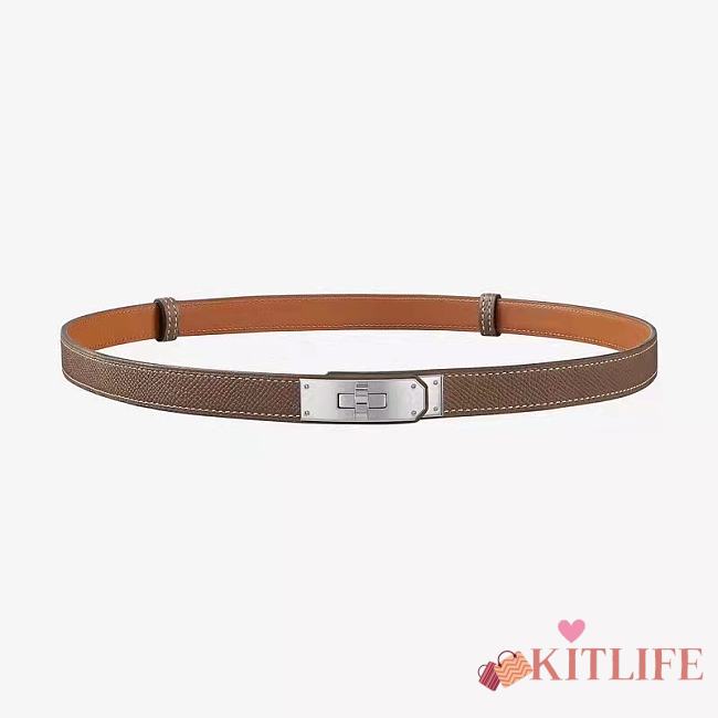 Kitlife Hermes Kelly Belt Grey With Silver Buckle 1.8cm - 1